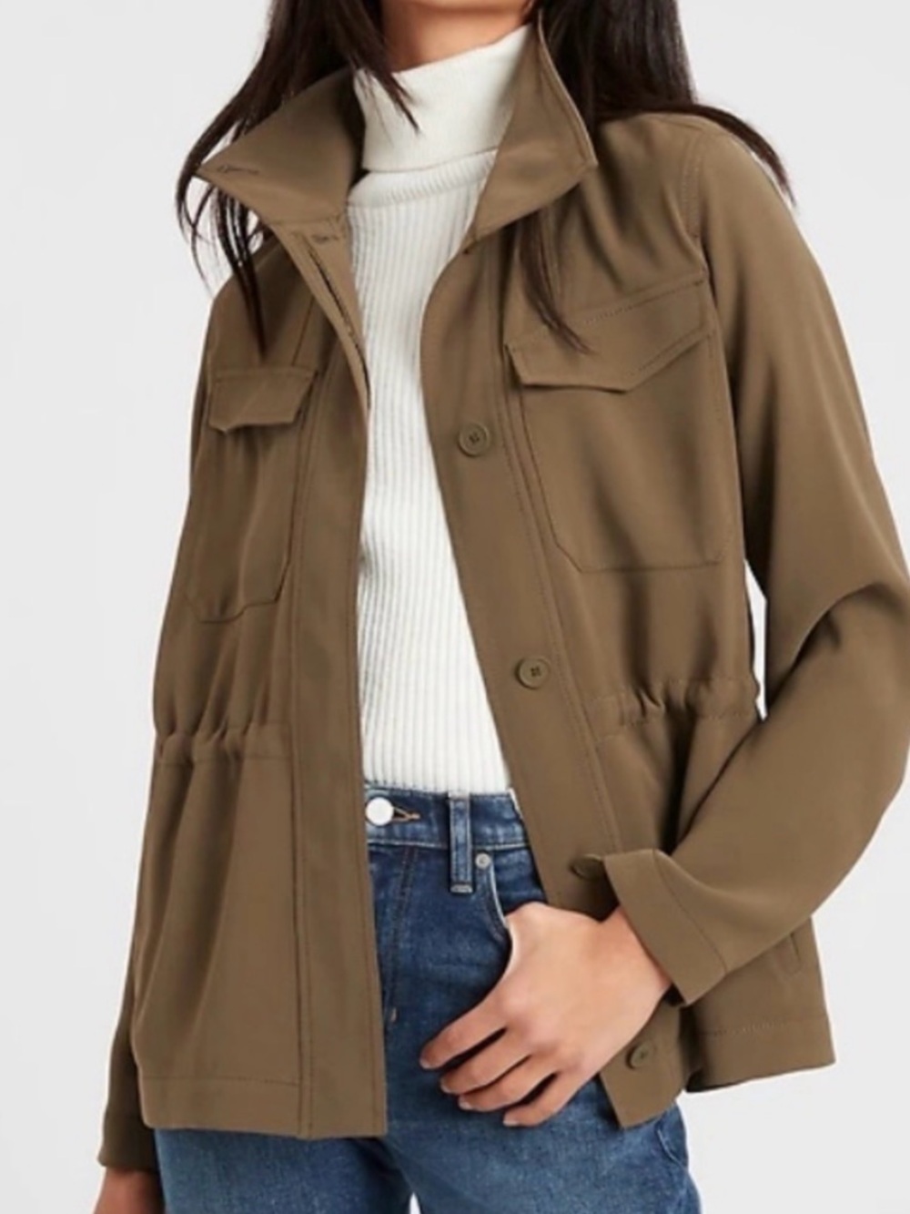 Banana Republic Women’s Olive Utility Jacket with Drawstring Waist. Size XL